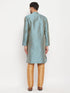 Vastramay Men's Aqua Blue Silk Blend Kurta and Rose Gold Pant Style Pyjama Set